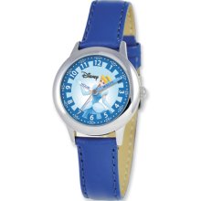 Disney Princess Kids Cinderella Blue Leather Band Time Teacher Watch