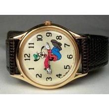 Disney Stunning Gold Backwards Goofy Watch Numbers Backwards Neat