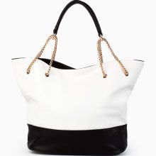 Double Chain Vacation Bag - Black / White L