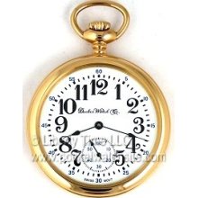 Dueber Watch Co Swiss Gold Plated Wind Up Pocket Watch Arabic Polished Gold OF