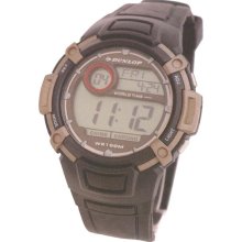 Dunlop DUN-104G01 - Dunlop Men Digital Chronograph Watch, Bronze Dial Details And Black Band