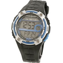 Dunlop DUN-116-G03 - Dunlop Men Digital Chronograph Watch, Blue Dial Details And Black Band