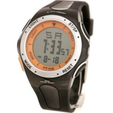 Dunlop DUN-19-G08 - Dunlop Men Digital Chronograph Watch, Orange Dial Details And Black Rubber Band.