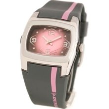 Dunlop DUN-42L02 - Dunlop Lady Digital Chronograph Watch, Grey And Pink Dial, Details And Rubber Band.