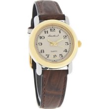 Eddie Bauer Ladies Gold Tone Brown Leather Band Quartz Dress Watch