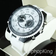 Elegant Analog Big Dial Rubber Band Watch 5 Decorative Hands Cee Lo Sport Style