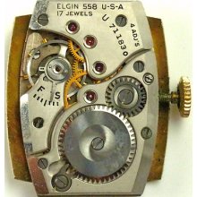 Elgin 558 Mechanical - Complete Running Movement - Sold 4 Parts /repair