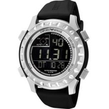 Emporio Armani Men Sport Watch Digital Lcd Black Rubber W/ Box Ar5852