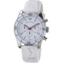 Emporio Armani Mens Sport White Dial Quartz Chronograph Watch Ar5947