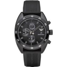 Emporio Armani Sportivo Chronograph Black Rubber Mens Watch