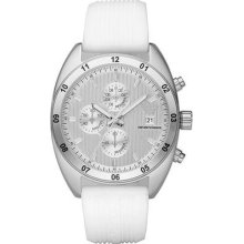 Emporio Armani Sportivo Chronograph White Rubber Mens Watch Ar5929