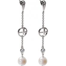 Emporio Armani Sterling Silver & Perl Logo Earrings $125 & Ea Pouch