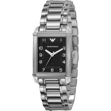 Emporio Armani Women's Classic AR0494 Silver Stainless-Steel Quartz Watch with Black Dial
