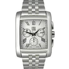 Esq By Movado Mens Stainless Steel White Dial Chrono Watch 07301293