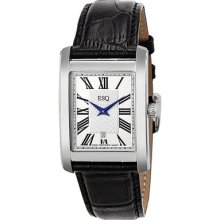 Esq Filmore Silver Dial Stainless Steel Black Leather Mens Watch 07301365