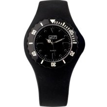 Eton Ladies Watch 2817-Bk With Black Dial And Black Rubber Strap