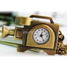 Evxlhb (4) Fashion Quartz Watch Retro Camera Pocket Watch Necklace P