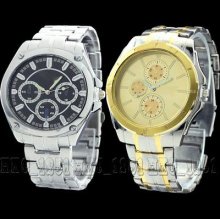 Exclusive Gift Luxury Dial Mens Stainless Steel Quartz Watch Wristwatch Watches