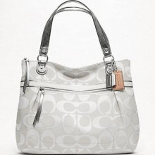 F18979 Nwt Authentic Coach Poppy Metallic Signature Sateen Glam