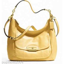 â¤ F22309 Coach Kristin Leather Large Hobo In Buttercup/brass- $458 â¤