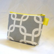 Fabric Gadget Pouch Square Knot Geometric Cosmetic Bag Zipper Pouch Bridesmaid Makeup Bag Cotton Zip Pouch Gray White Yellow MTO