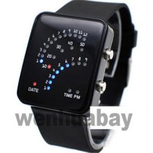 Fashion 29 Led Blue&red Black Rubber Digital Wrist Watch Mens Womens Date L0503