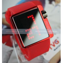 Fashion Mens Women Blue Digital Led Silicone Waterproof Sport Mirror Wrist Watch