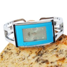 Fashion Quartz Women Ladies Rectangular Bracelet Quartz Wrist Watch Blue