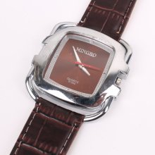 Fashion Roman Style White/black/brown Dial Pu Leather Band Quartz Wrist Watch