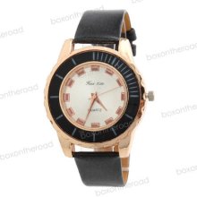 Fashion Special Dial Ladies Women Black Band Analog Quartz Bracelet Wrist Watch