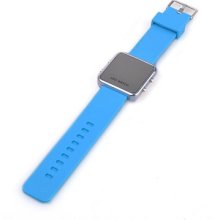 Fashion Sports Style Led Digital Date Lady Men Wrist Watch Sky Blue