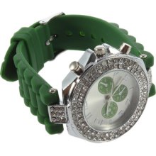Fashionable Silicone Jelly Soft Band Rhinestones Unisex Wrist Watch Brandnew