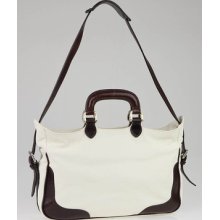 Fendi White And Chocolate Borsa Leather Hobo It Bag 8br529