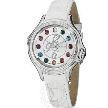 Fendi Womens Crazy Carats Silver Crystal Dial White Strap Watch F104026041t02
