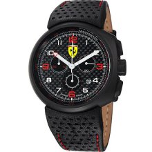 Ferrari Mens Classic Black Carbon Fiber Dial Chronograph Watch Fe10-ipb-cp-fc
