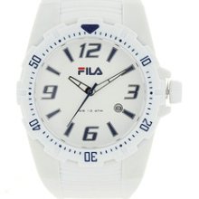 Fila Unisex White Dial Watch With Date And Pu Strap Fl38023001