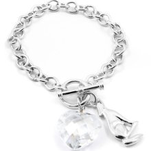 Flora's CZ Charm Bracelet - Silver Tone