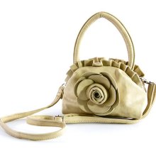 Flower Mini Purse/cross-body: Beige Bridesmaid, Wedding, Special Occasion Bag