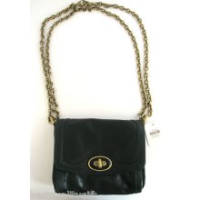 Fossil Colette Black Leather Flap Mini Conv Strap Shoulder Bag,handbag-new