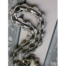 French antique pocket watch chain solid bronze bronze based silver chain ginkgo flower leaf leave