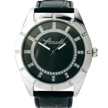 French Connection Faux Crocodile Strap Watch Black