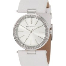 French Connection Ladies White Strap Watch With Stone Set Round Dial Cd89.14fcx