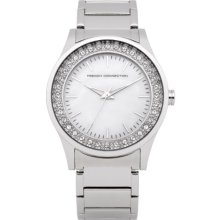 French Connection Women's Quartz Watch With Mother Of Pearl Dial Analogue Display And Silver Stainless Steel Bracelet Fc1080sm