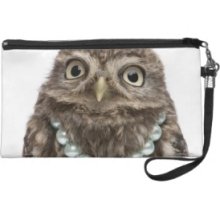 Front view of a Young Little Owl Wristlet Clutches