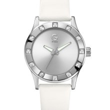 G by GUESS White Silver-Tone Strap Watch