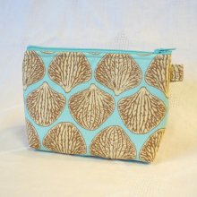 Gadget Bag Cosmetic Bag Joel Dewberry Fabric Zipper Pouch Makeup Bag Cotton Zip Pouch Orchid Petal Aqua Blue Brown Handmade