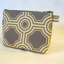 Gadget Pouch Cosmetic Bag Joel Dewberry Fabric Zipper Pouch Makeup Bag Cotton Zip Pouch Square Tiles Gray Grey Geometric Handmade MTO