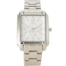 Geneva Ladies Silver Tone Chronograph Tank Watch