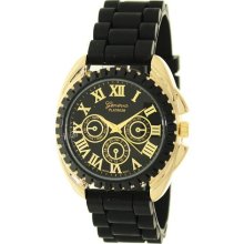 Geneva Platinum Men's 2135.Gold.Black Black Silicone Quartz Watch ...