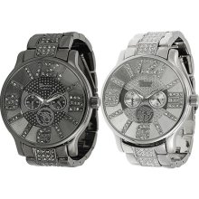 Geneva Platinum Silvertone Men's Rhinestone-accented Chronograph- ...